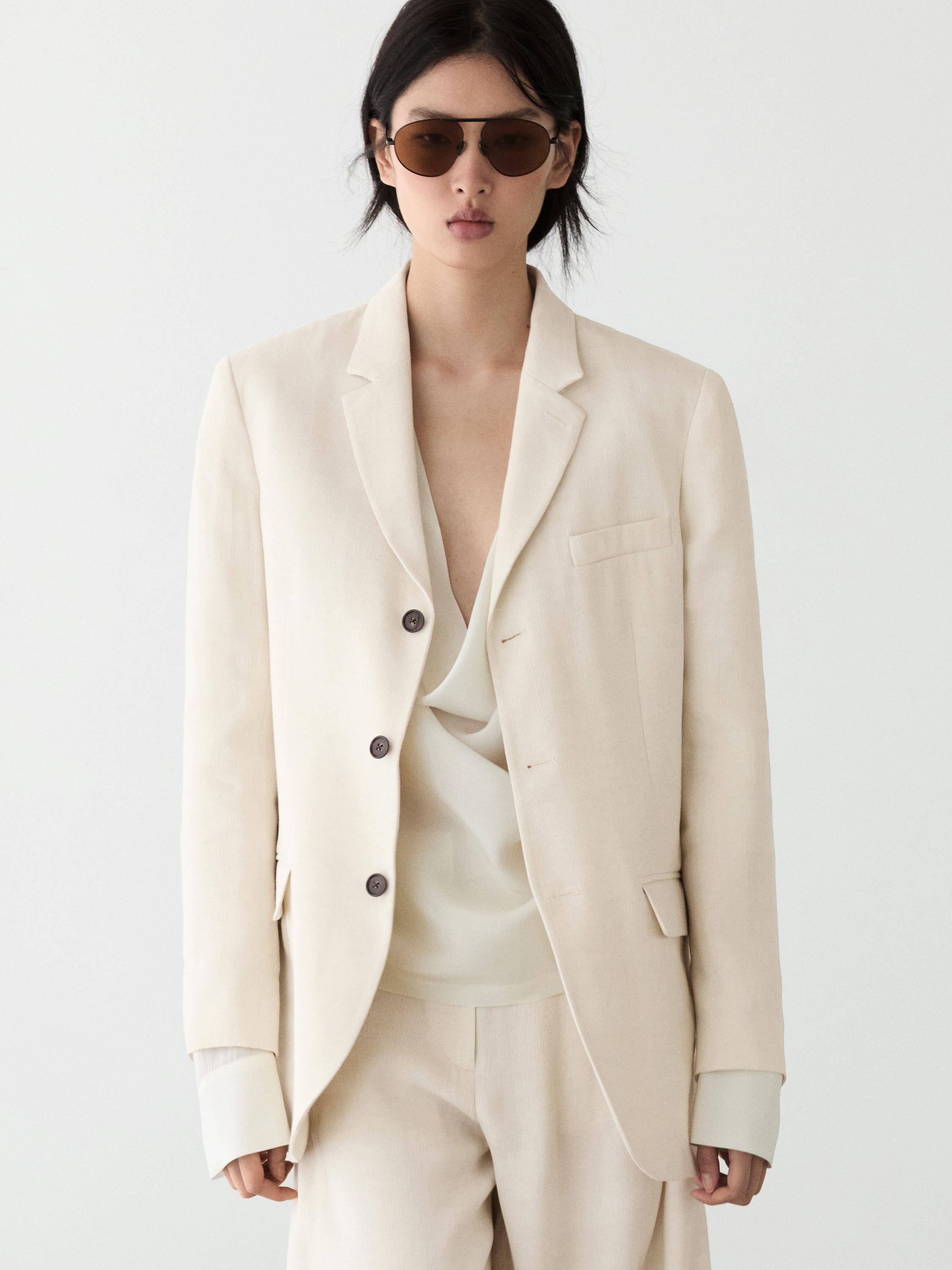 Linen blend suit blazer